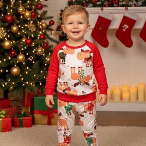 Boy's Festive Moose Christmas Sweatsuit